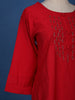 Red Floral Designed Cotton Kurti - Diadem