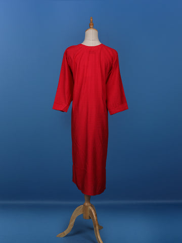 Red Floral Designed Cotton Kurti - Diadem