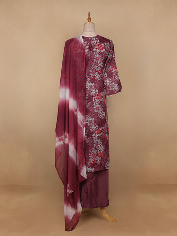 Red Floral Designed Cotton Salwar Suit - Diadem
