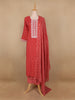Red Floral Designed Cotton Salwar Suit - Diadem