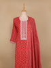 Red Floral Designed Cotton Salwar Suit - Diadem