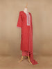 Red Floral Designed Cotton Salwar Suit - Diadem