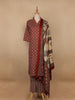 Red Floral Designed Cotton Salwar Suit - Diadem