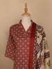 Red Floral Designed Cotton Salwar Suit - Diadem