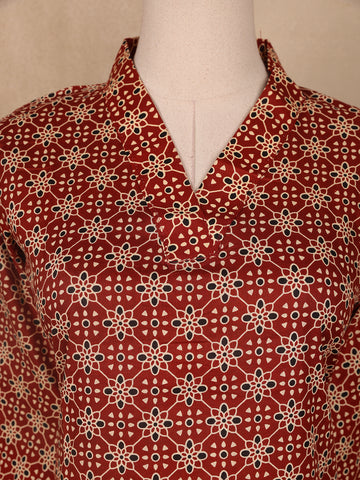 Red Floral Designed Cotton Salwar Suit - Diadem