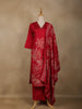 Red Floral Designed Cotton Salwar Suit - Diadem