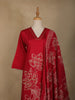 Red Floral Designed Cotton Salwar Suit - Diadem