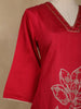 Red Floral Designed Cotton Salwar Suit - Diadem