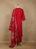 Red Floral Designed Cotton Salwar Suit - Diadem