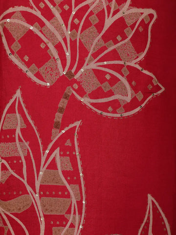 Red Floral Designed Cotton Salwar Suit - Diadem