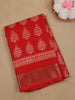 Red Floral Designed Cotton Saree - Diadem