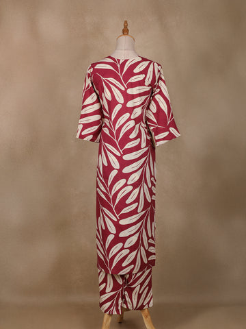 Red Floral Designed Cotton Salwar Suit - Diadem