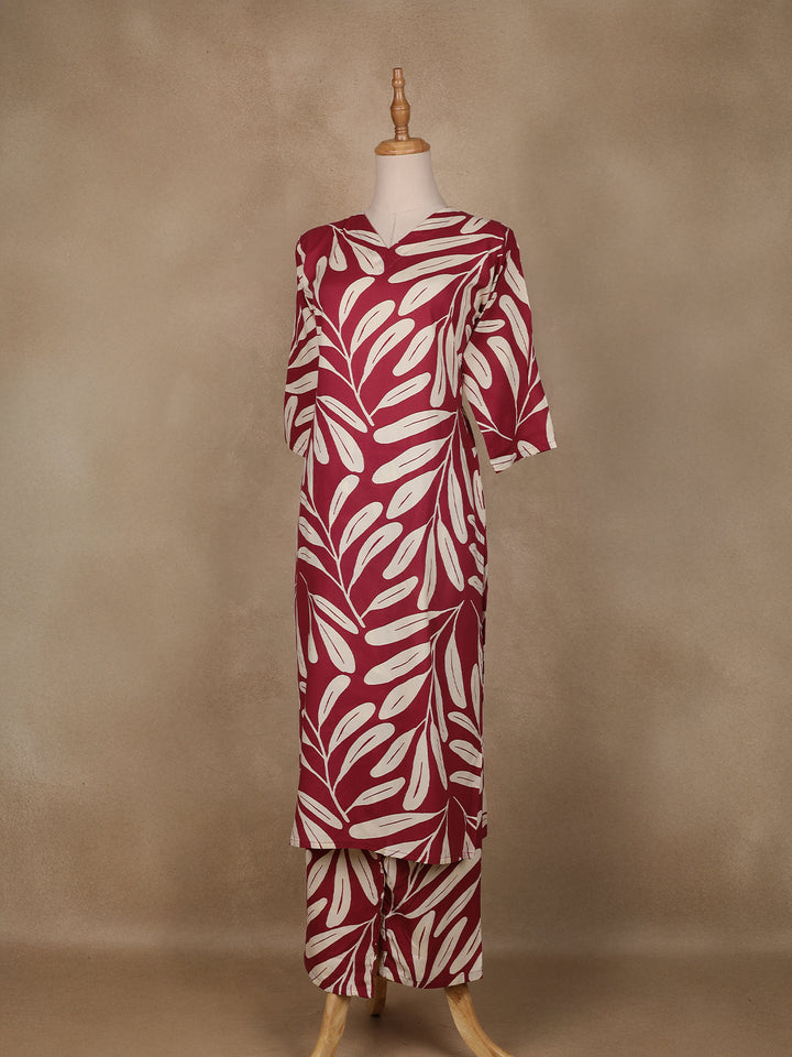 Red Floral Designed Cotton Salwar Suit - Diadem