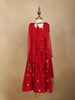 Red Floral Designed Georgette Lehenga