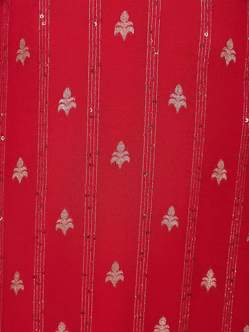 Red Floral Designed Georgette Salwar Suit - Diadem