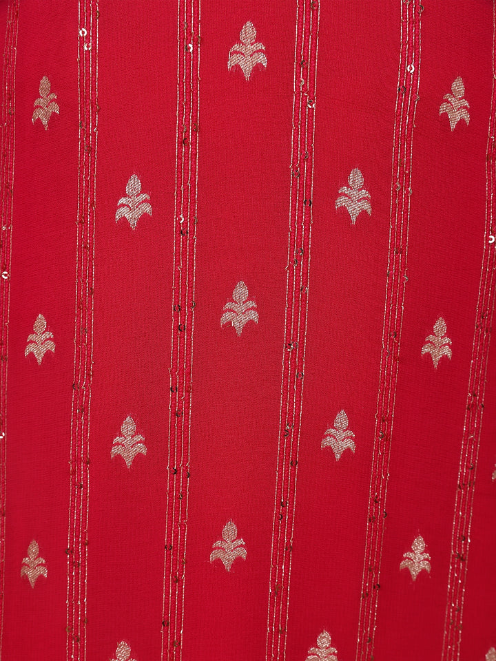 Red Floral Designed Georgette Salwar Suit - Diadem