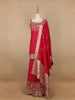 Red Floral Designed Georgette Sharara Salwar Suit - Diadem