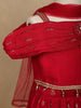 Red Floral Designed Raw Silk Lehenga