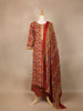 Red Floral Designed Cotton Salwar Suit - Diadem