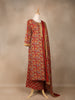 Red Floral Designed Cotton Salwar Suit - Diadem
