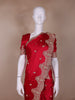 Red Floral Designed Satin Saree