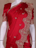 Red Floral Designed Satin Saree