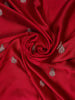 Red Floral Designed Satin Saree