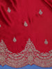 Red Floral Designed Satin Saree