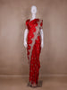 Red Floral Designed Satin Saree - Diadem