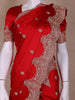 Red Floral Designed Satin Saree - Diadem