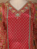 Red Floral Designed Semi Silk Kaftan Suit