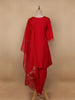 Red Floral Designed Semi Silk Salwar Suit - Diadem