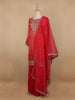 Red Floral Designed Semi Silk Straight Cut Salwar Suit - Diadem