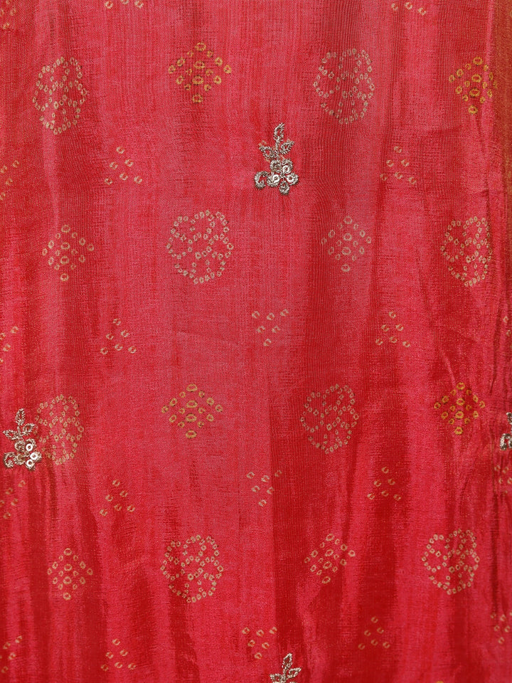 Red Floral Designed Semi Silk Straight Cut Salwar Suit - Diadem