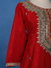 Red Floral Designed Semi Silk Straight Cut Salwar Suit - Diadem