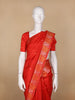 Red Floral Designed Semi Tussar Saree