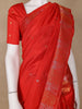 Red Floral Designed Semi Tussar Saree