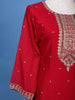 Red Floral Designed Silk Salwar Suit With Dupatta - Diadem