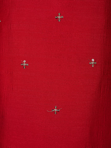 Red Floral Designed Silk Salwar Suit With Dupatta - Diadem