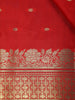 Red Floral Designed Soft Silk Saree