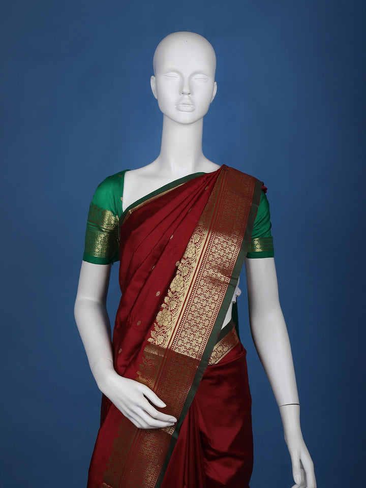 Red Floral Designed Soft Silk Saree - Diadem