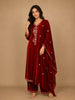 Red Floral Designed Velvet Co Ord Salwar Suit