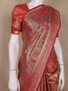 Red Floral Woven Banarasi Silk Saree - Diadem