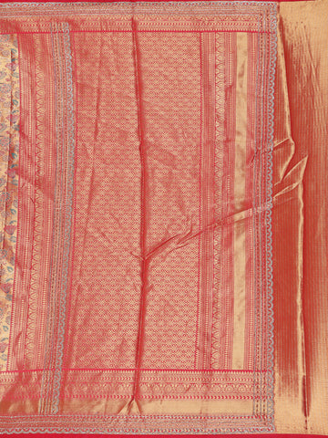 Red Floral Woven Banarasi Silk Saree - Diadem