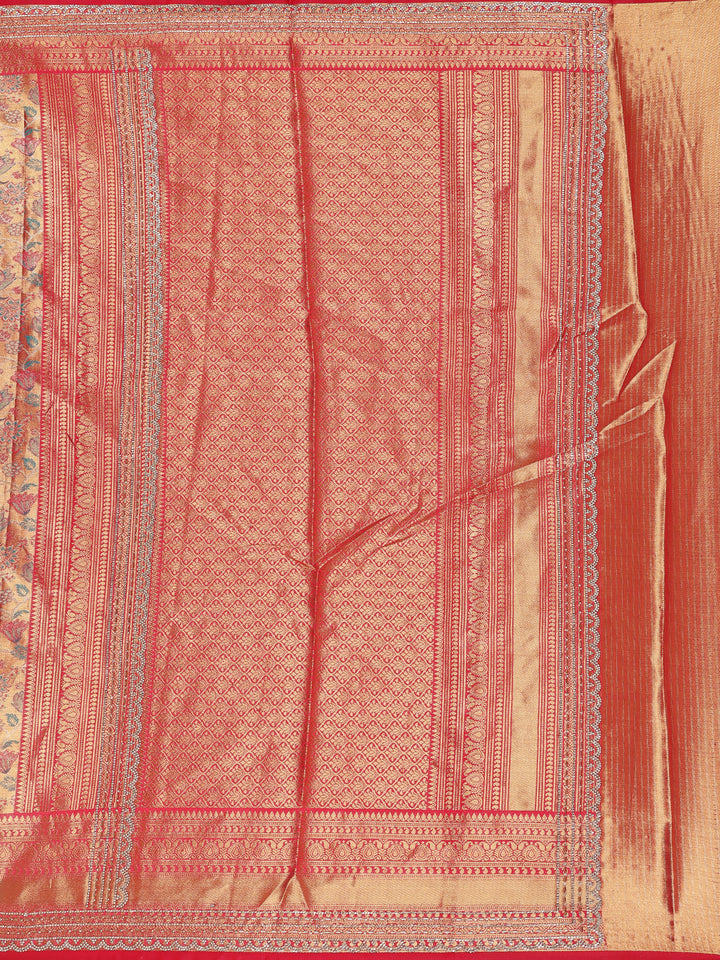Red Floral Woven Banarasi Silk Saree - Diadem