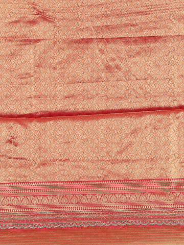 Red Floral Woven Banarasi Silk Saree - Diadem