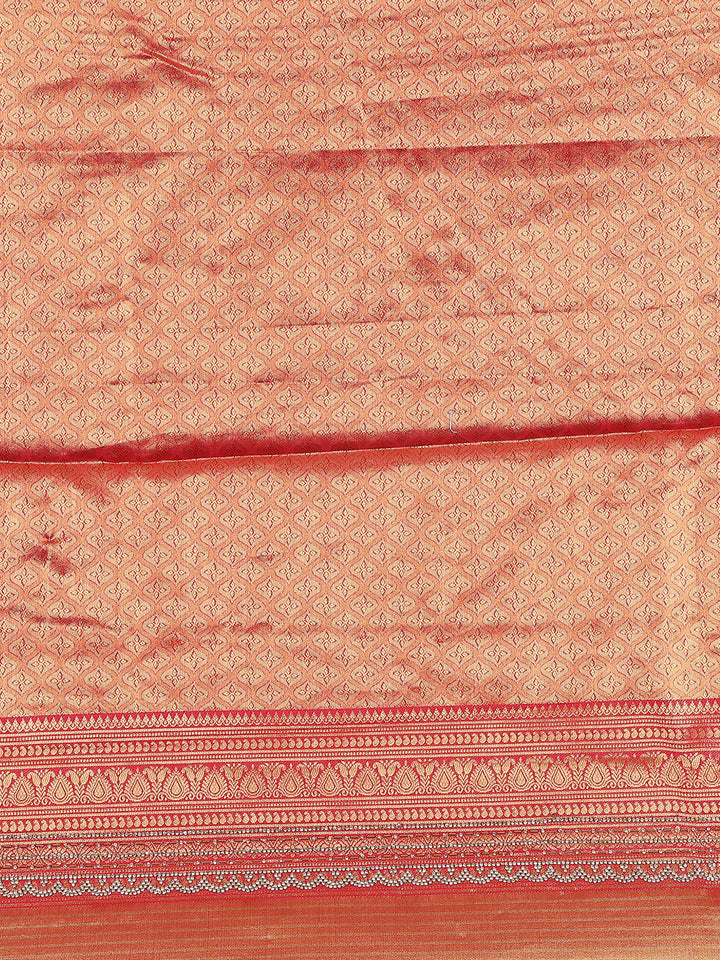 Red Floral Woven Banarasi Silk Saree - Diadem