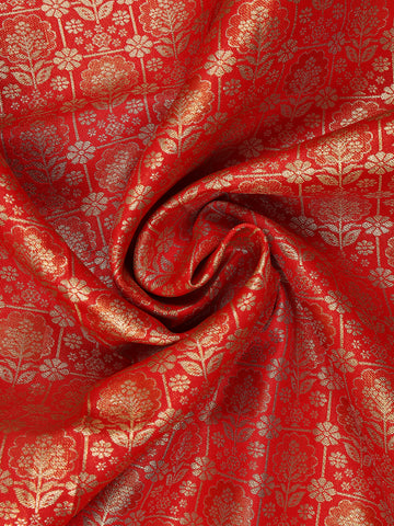 Red Floral Woven Banarasi Silk Saree - Diadem