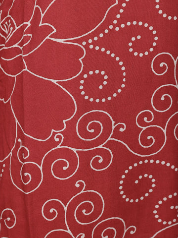 Red Floral Designed Cotton Salwar Suit - Diadem