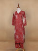 Red Floral Designed Cotton Salwar Suit - Diadem